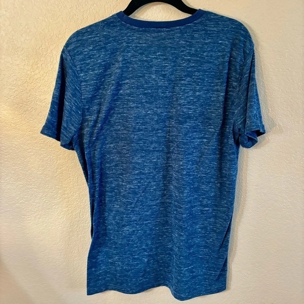🇺🇸 Dikotomy Men’s Tee Medium Heathered Navy Blue V-Neck Short Sleeves Soft